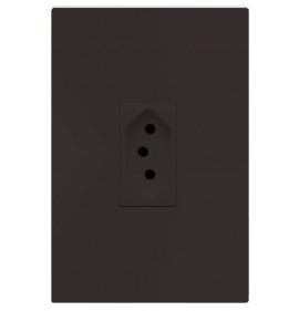Conjunto Tomada 20a Vertical 4x2 - RECTA CHOCOLATE SATIN FOSCO